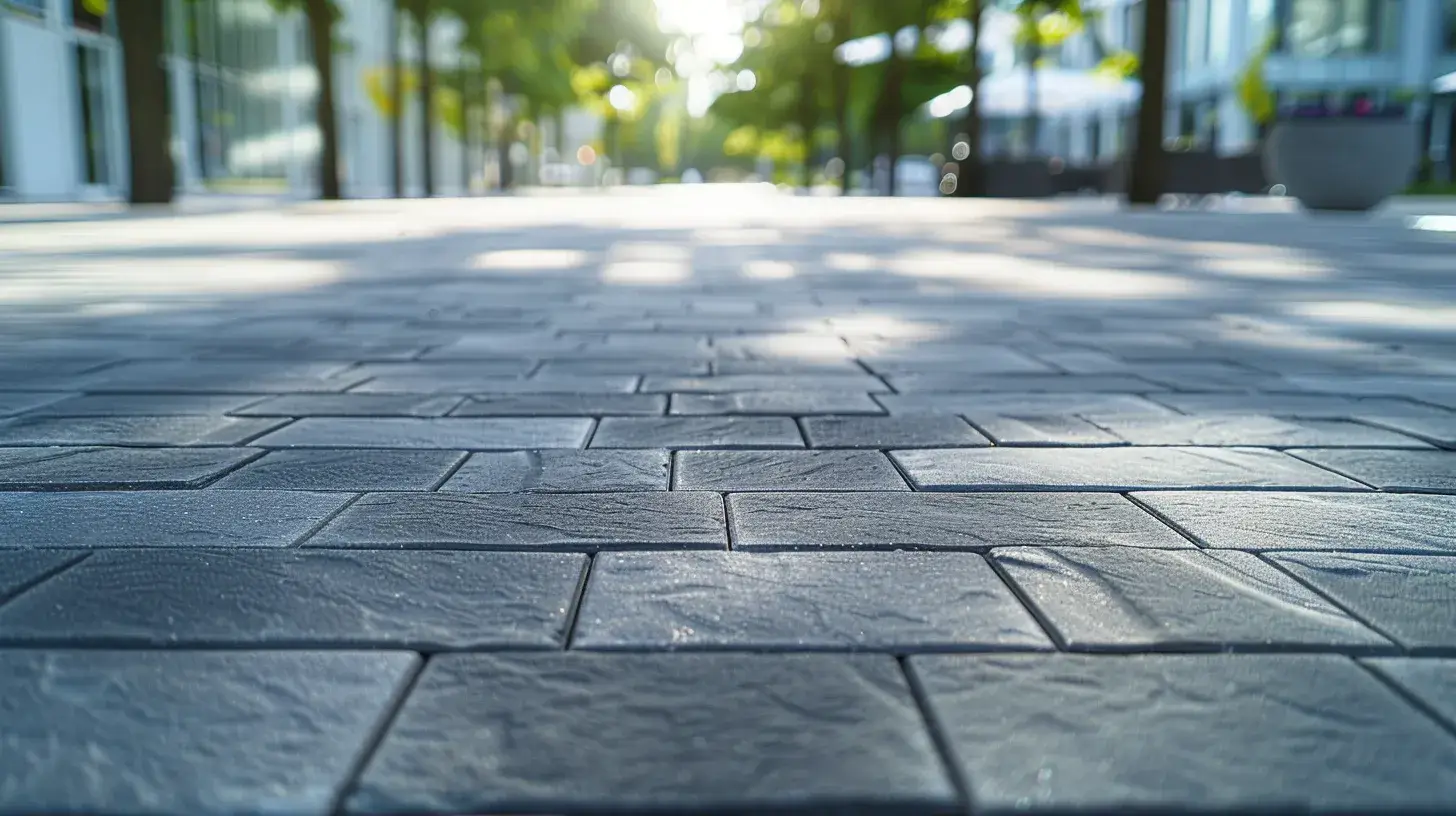 Meticulously arranged paver stones in a sunlit outdoor space, showcasing durability and aesthetic appeal for enhanced property value.