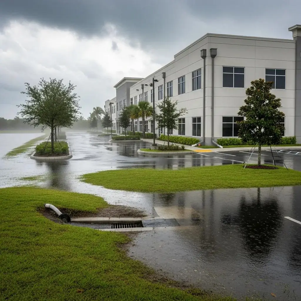 Diagram showing common Florida drainage issues such as pooling and high groundwater