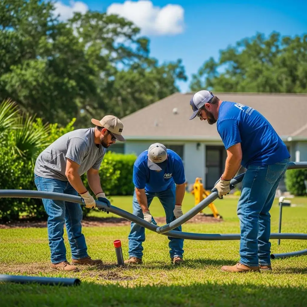 ARC Excavation team installing drainage solutions in Jacksonville, focusing on effective water management and customized design.